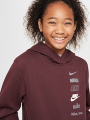 Nike Burgundy Red Club Fleece Stack Logo Hoodie - Image 3 of 6