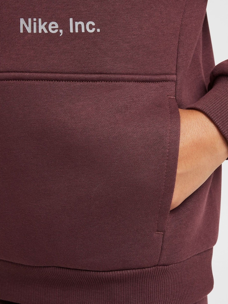 Nike Burgundy Red Club Fleece Stack Logo Hoodie - Image 4 of 6