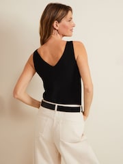 Phase Eight Black Ribbed Jessie V-Neck Cami - Image 2 of 6