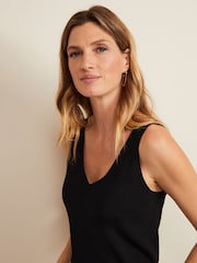 Phase Eight Black Ribbed Jessie V-Neck Cami - Image 4 of 6