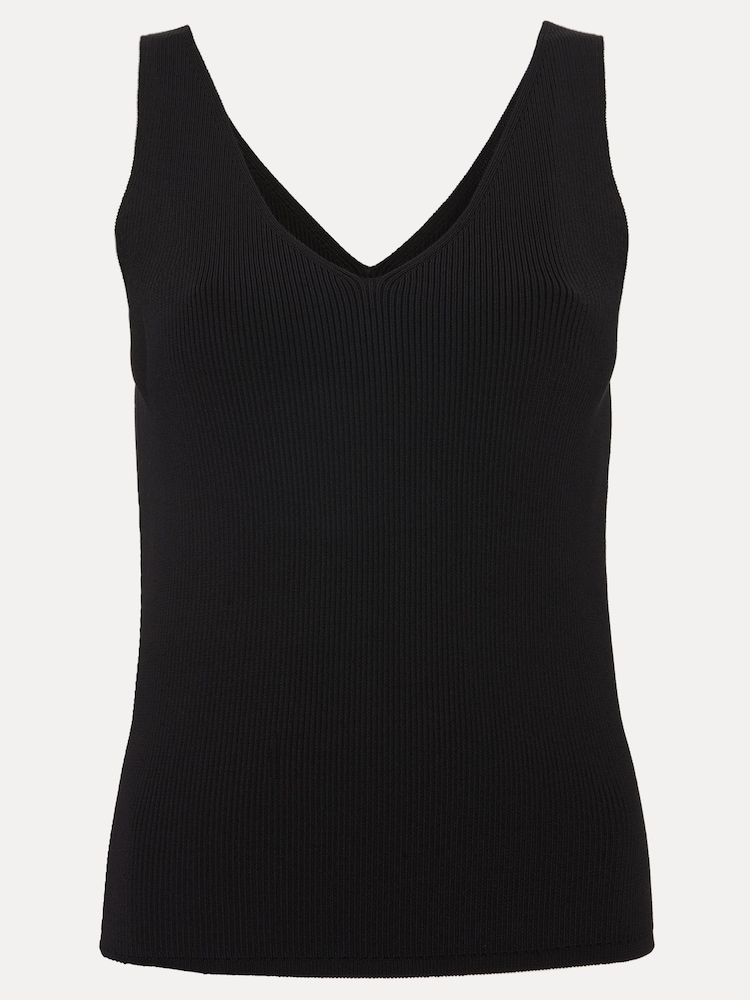 Phase Eight Black Ribbed Jessie V-Neck Cami - Image 6 of 6