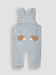JoJo Maman Bébé Light Blue Hedgehog 2-Piece Velour Appliqué Dungarees & Top Set - Image 2 of 6