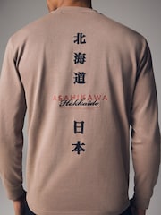 kameno siva - Relaxed Fit dolg rokav; z dolgimi rokavi Heavyweight Back potisk; vzorec Graphic 100% Cotton majica - Slika 4 iz 9