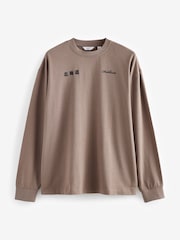 kameno siva - Relaxed Fit dolg rokav; z dolgimi rokavi Heavyweight Back potisk; vzorec Graphic 100% Cotton majica - Slika 7 iz 9