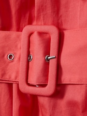 Reiss Coral Liza Cotton Ruched Strap Belted Midi Dress - Image 5 of 6