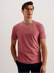 Ted Baker Pink Slim Fit Rousel Jacquard T-Shirt - Image 1 of 6