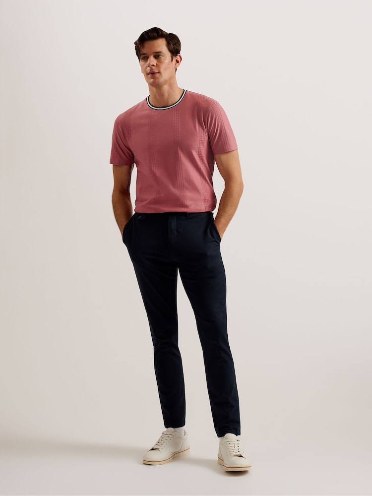 Ted Baker Pink Slim Fit Rousel Jacquard T-Shirt - Image 2 of 6