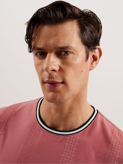 Ted Baker Pink Slim Fit Rousel Jacquard T-Shirt - Image 3 of 6