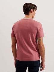 Ted Baker Pink Slim Fit Rousel Jacquard T-Shirt - Image 4 of 6