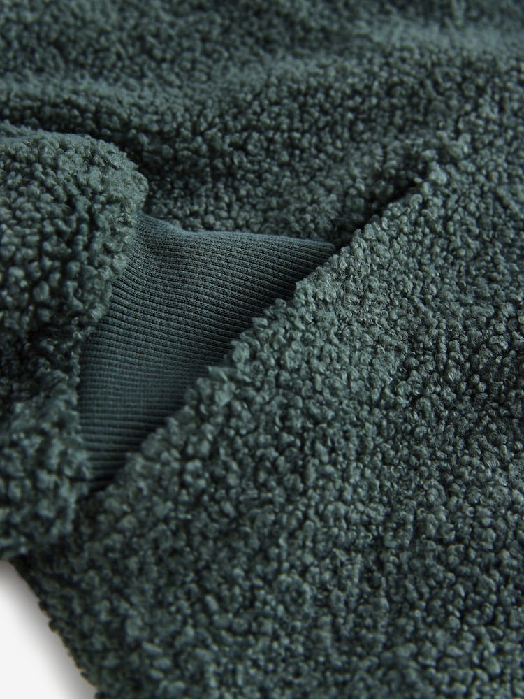 Teal Blue City Graphic - Print Relaxed Fit Teddy Borg Fleece Cord Back Longline Crew Neck Sweatshirt - Image 7 of 7 Teal Blue City Graphic - Print Relaxed Fit Teddy Borg Fleece Cord Back Longline Crew Neck Sweatshirt - Image 7 of 7