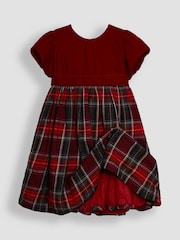 JoJo Maman Bébé Red Check & Velvet Party Dress - Image 2 of 3