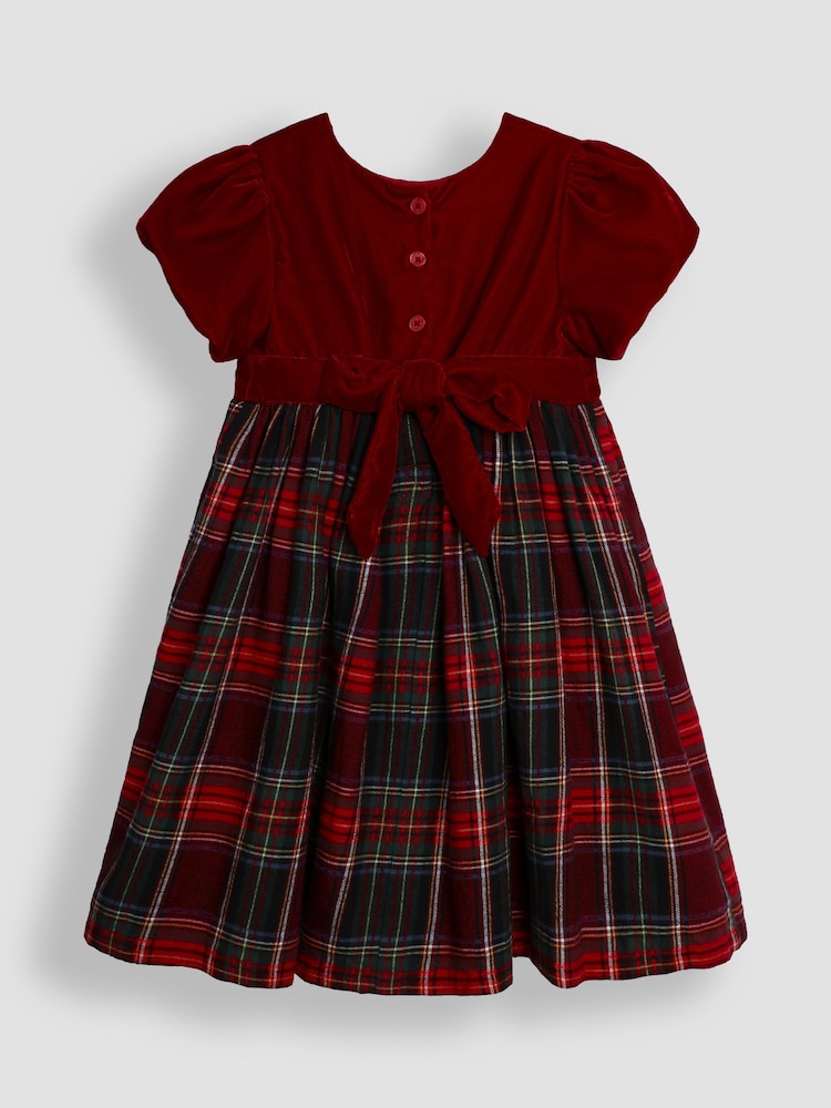 JoJo Maman Bébé Red Check & Velvet Party Dress - Image 3 of 3