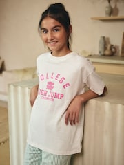 Green/Ecru White Woven Bottom Stripe Pyjamas 1 Pack (3-16yrs) - Image 3 of 9