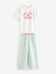 Green/Ecru White Woven Bottom Stripe Pyjamas 1 Pack (3-16yrs) - Image 6 of 9