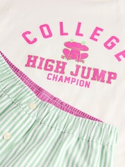 Green/Ecru White Woven Bottom Stripe Pyjamas 1 Pack (3-16yrs) - Image 8 of 9