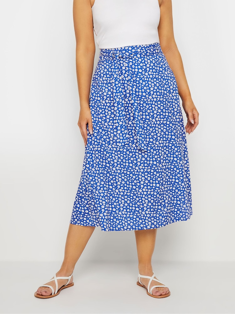 M&Co Blue Printed Belted Mini Skirt - Image 1 of 5