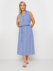 M&Co Blue Printed Belted Mini Skirt - Image 2 of 5