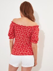 Joe Browns Red Relaxed Fit Printed Jersey Top - Image 3 of 5