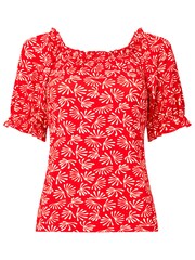 Joe Browns Red Relaxed Fit Printed Jersey Top - Image 5 of 5