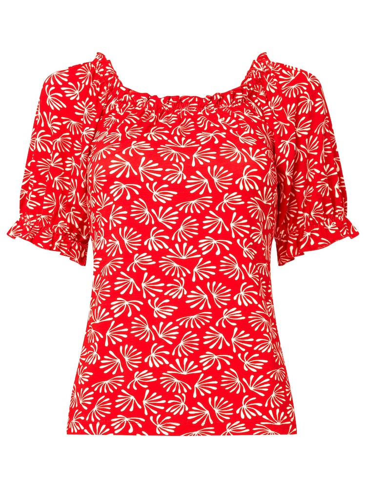 Joe Browns Red Relaxed Fit Printed Jersey Top - Image 5 of 5