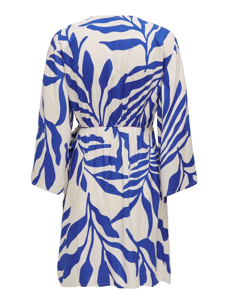 JDY Blue Leaf Print Wrap Mini Dress - Image 8 of 8 JDY Blue Leaf Print Wrap Mini Dress - Image 8 of 8