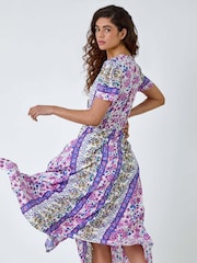 Roman Purple Abstract Print Button Maxi Dress - Image 2 of 5