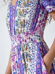 Roman Purple Abstract Print Button Maxi Dress - Image 5 of 5
