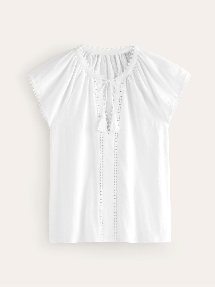 Boden White Millie Trim Detail Top - Image 5 of 5 Boden White Millie Trim Detail Top - Image 5 of 5