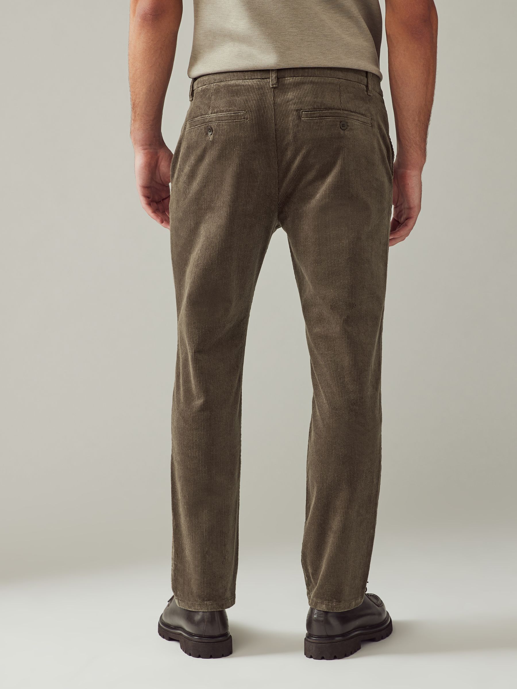 Buy Mushroom Brown Slim Fit Corduroy Chino Trousers from Next Romania