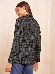 Friends Like These Black Boucle Double Breasted Blazer - Image 2 of 4