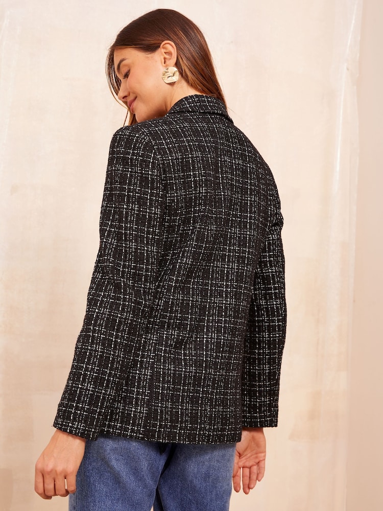 Friends Like These Black Boucle Double Breasted Blazer - Image 2 of 4