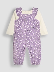JoJo Maman Bébé Lilac Daisy Floral Cord Dungarees And Top Set - Image 1 of 6