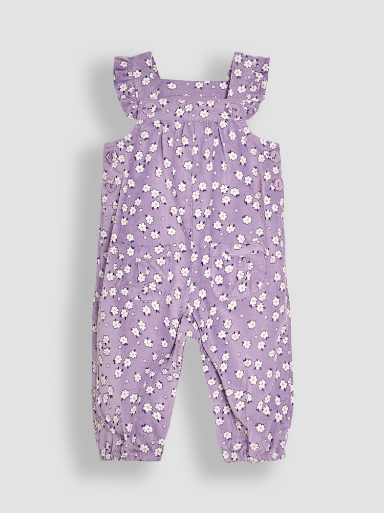 JoJo Maman Bébé Lilac Daisy Floral Cord Dungarees And Top Set - Image 2 of 6