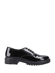 Hush Puppies Black Patent Aubrey Lace Up Senior School Shoes - Image 1 of 5