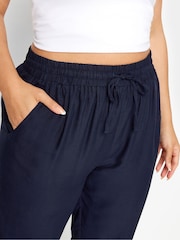 Yours Curve Navy Blue Butterfly Print Border Joggers - Image 4 of 6
