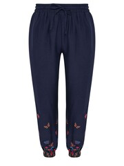 Yours Curve Navy Blue Butterfly Print Border Joggers - Image 6 of 6