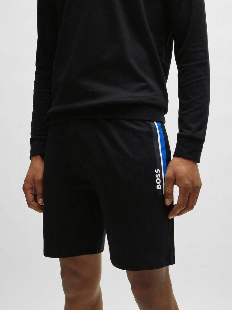 BOSS Black Stripe Logo Drawstring Jersey Shorts - Image 2 of 6