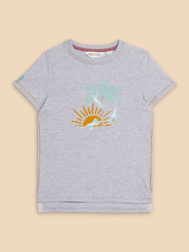 White Stuff Grey Cheeky Monkeys Graphic T-Shirt - Image 1 of 3