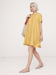 Banana Republic Gold Aurelia Linen-Blend Mini Dress - Image 1 of 1