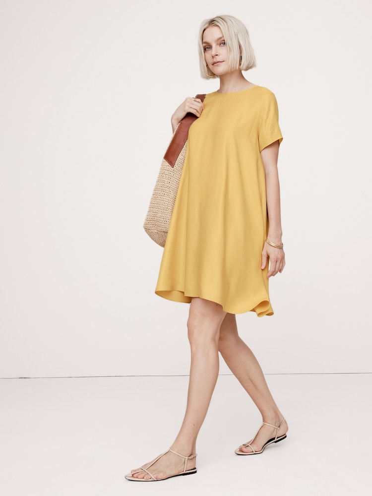 Banana Republic Gold Aurelia Linen-Blend Mini Dress - Image 1 of 1