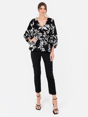Lovedrobe Balloon Sleeve Peplum Hem Black Top - Image 5 of 5