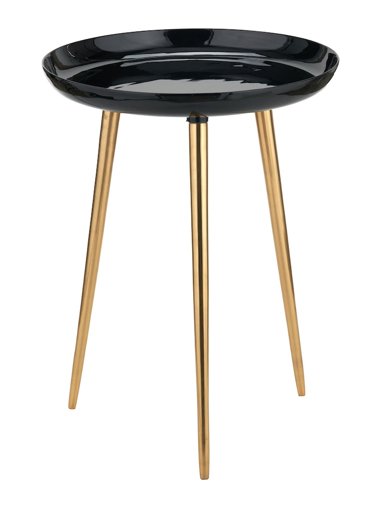 Pacific Black Seline Enamelled Table with Gold Legs - Image 2 of 6