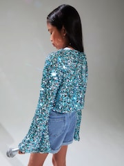 سترة ضيقة وقصيرة مزينة بالترتر (5 - 16 سنة) - Image 4 of 4