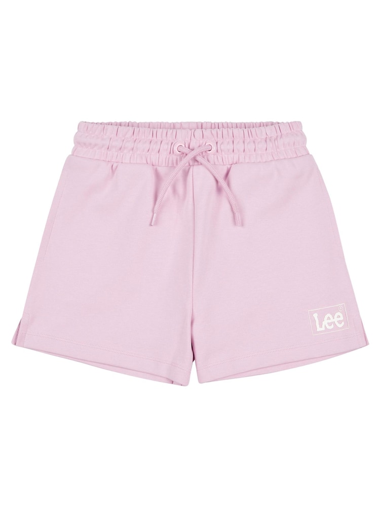 Lee Pink Girls Box Graphic Logo 100% Cotton Shorts - Image 1 of 4