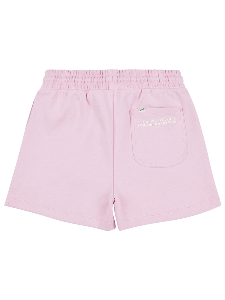 Lee Pink Girls Box Graphic Logo 100% Cotton Shorts - Image 2 of 4