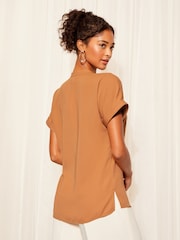 Friends Like These Red V Neck Roll Sleeve Button Blouse - Image 4 of 4