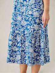 Live Unlimited Blue Curve Ditsy Jersey Cap Sleeve Dress - Image 4 of 5