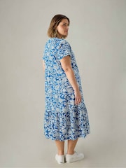 Live Unlimited Blue Curve Ditsy Jersey Cap Sleeve Dress - Image 5 of 5