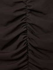 Reiss Chocolate Lyra Mesh Ruched Midi Dress - Image 6 of 6