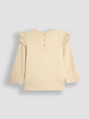 JoJo Maman Bébé Natural Fox Frill Long Sleeve Appliqué Top - Image 2 of 3